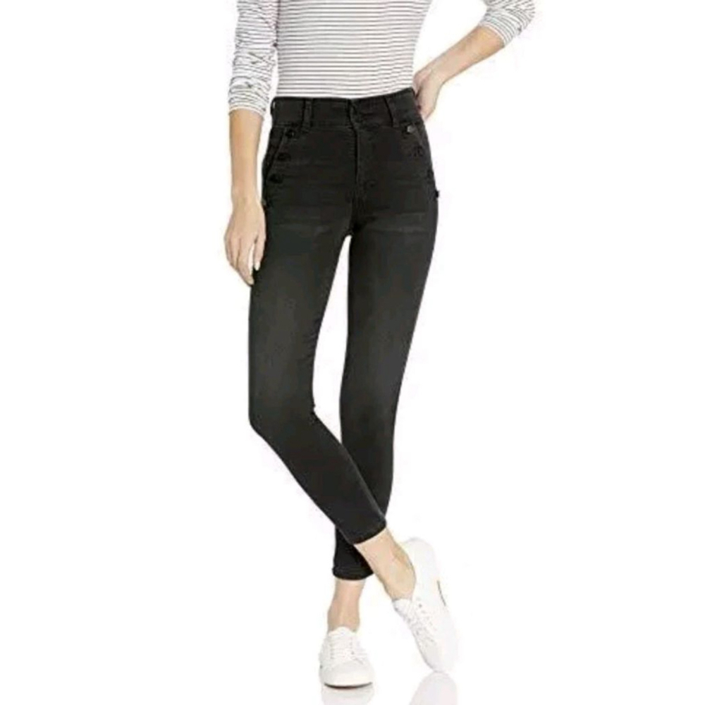 Joe's Jeans Black High Rise Button Skinny Jeans